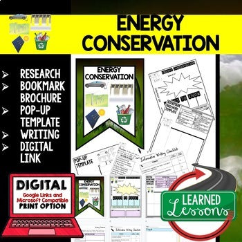 Energy Conservation Activity Unit Review Research, Brochure, Writing & Google - preview 1
