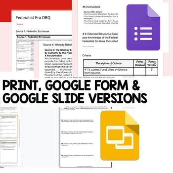 Federalist Era Activity, Federalist Era DBQ, Google and Print - preview 2