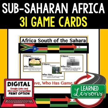 Africa Game Cards, Sub Saharan Africa Geography Test Prep, Digital - preview 1