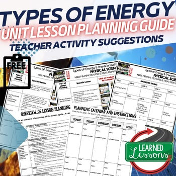 Types of Energy Lesson Plan Guide | NGSS Physical Science Lesson Plans - preview 1