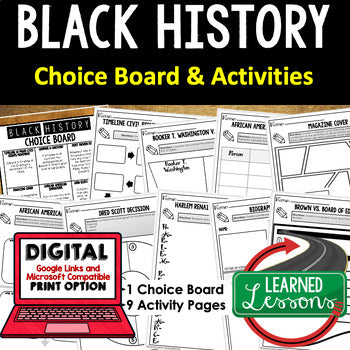 Black History Month Activities, Choice Board, Print and Digital for Google - preview 1