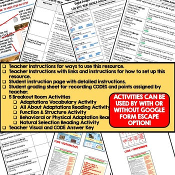 Adaptations Digital Escape Room, Adaptations Activity Life Science Escape Room - preview 3