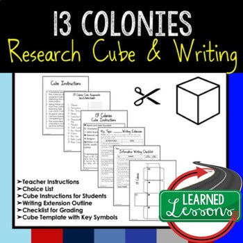13 Colonies Activity Research Cube with Writing Extension Activity Pack - preview 1